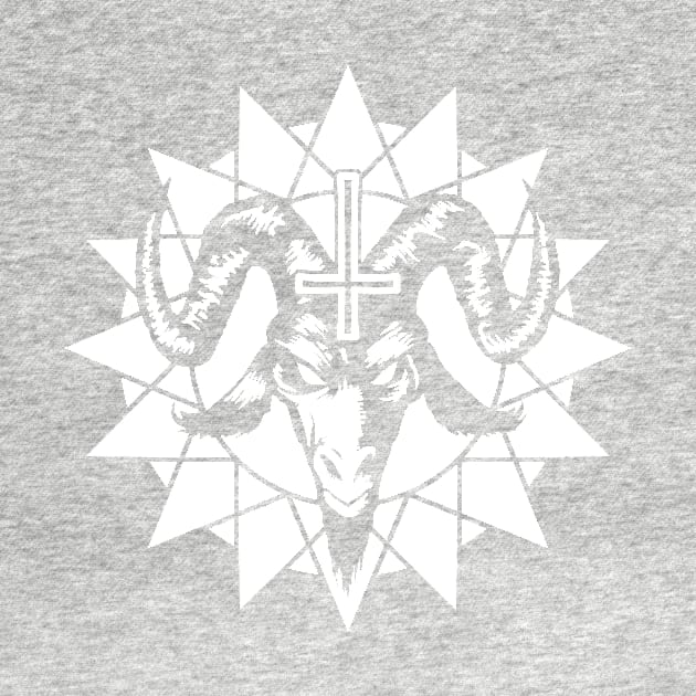 Satanic Goat Head with Chaos Star (white) by Mystic-Land